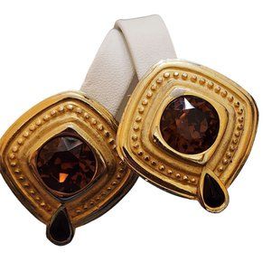 Vintage Signed 80s Maresco Jeweled Earrings (A2036)